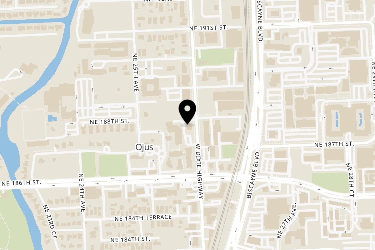 Map showing the location of Dixie BBQ Kosher Restaurant Miami on 18798 W Dixie Hwy in Miami